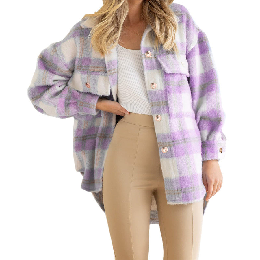 Plaid Coat Woolen Thick Coat