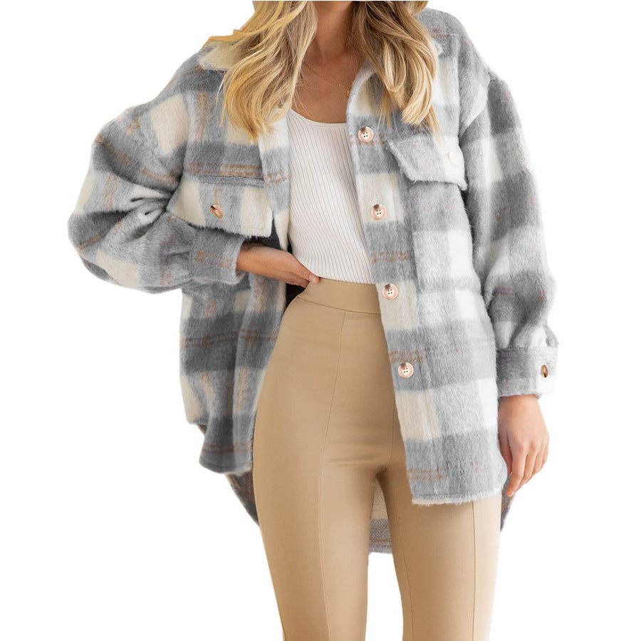 Plaid Coat Woolen Thick Coat