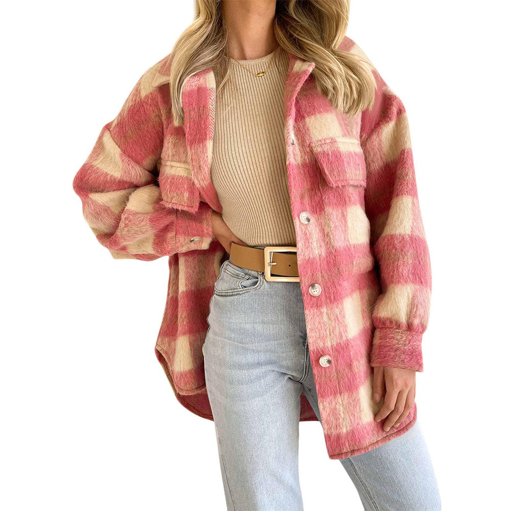 Plaid Coat Woolen Thick Coat