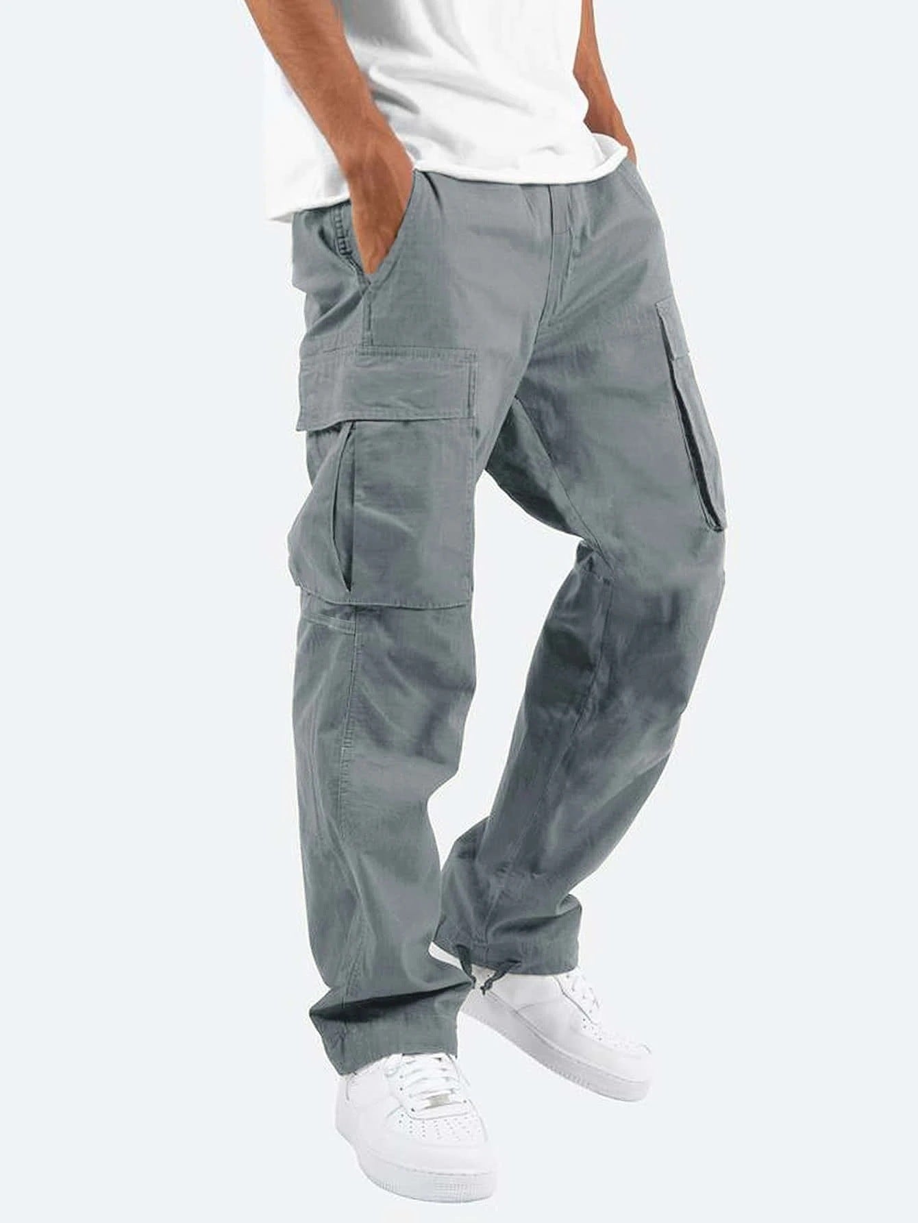 Multi-Pocket Casual Drawstring Pants