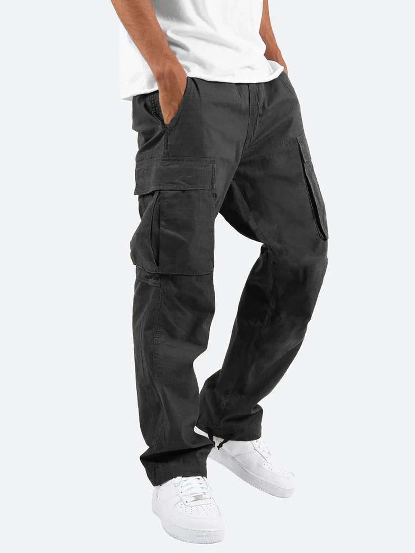 Multi-Pocket Casual Drawstring Pants