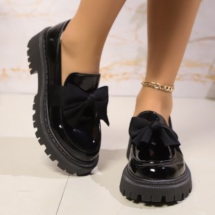 Bow Platform Leather Shoes