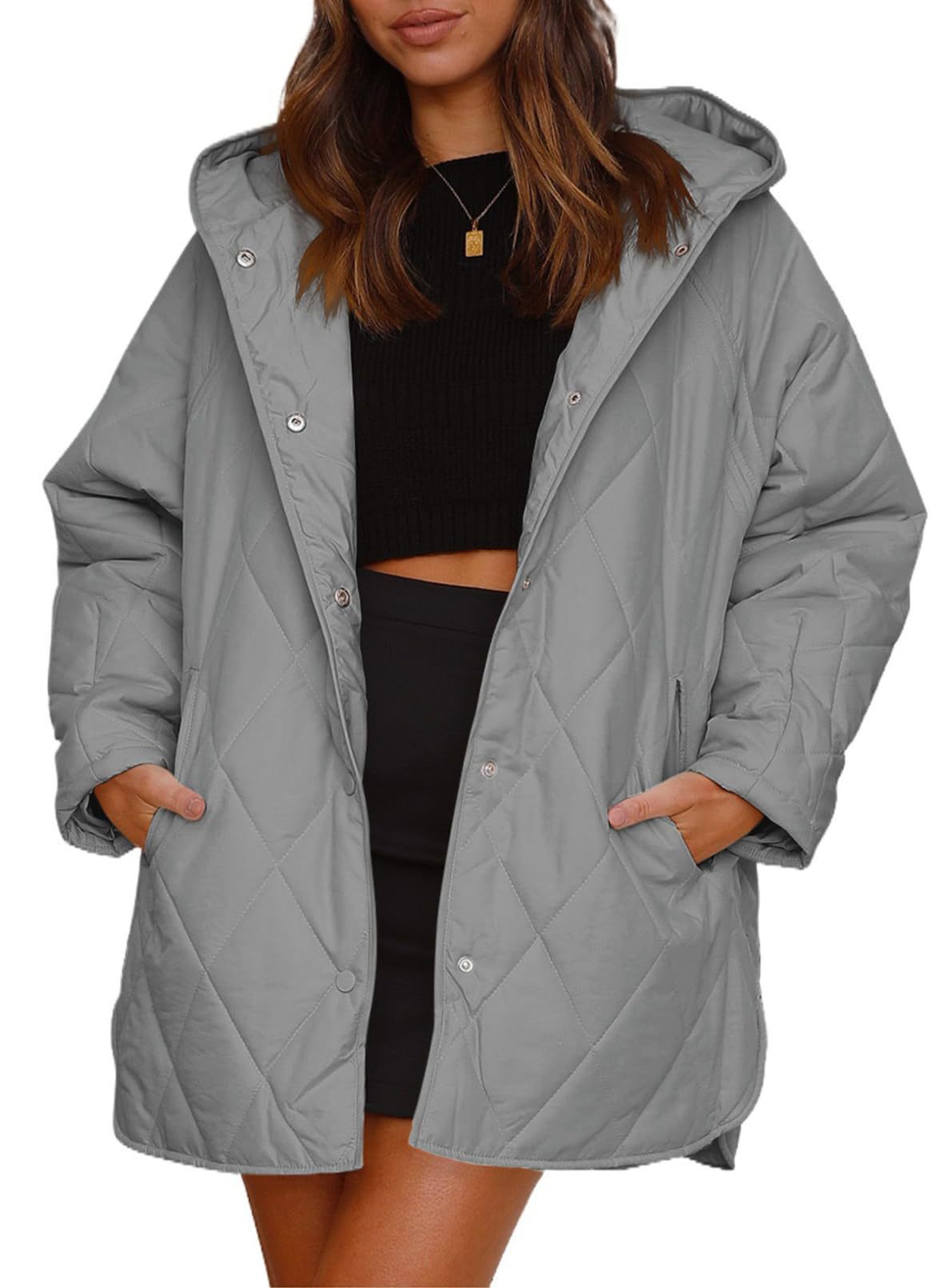 Women'S Diamond Quilted Hooded Jacket