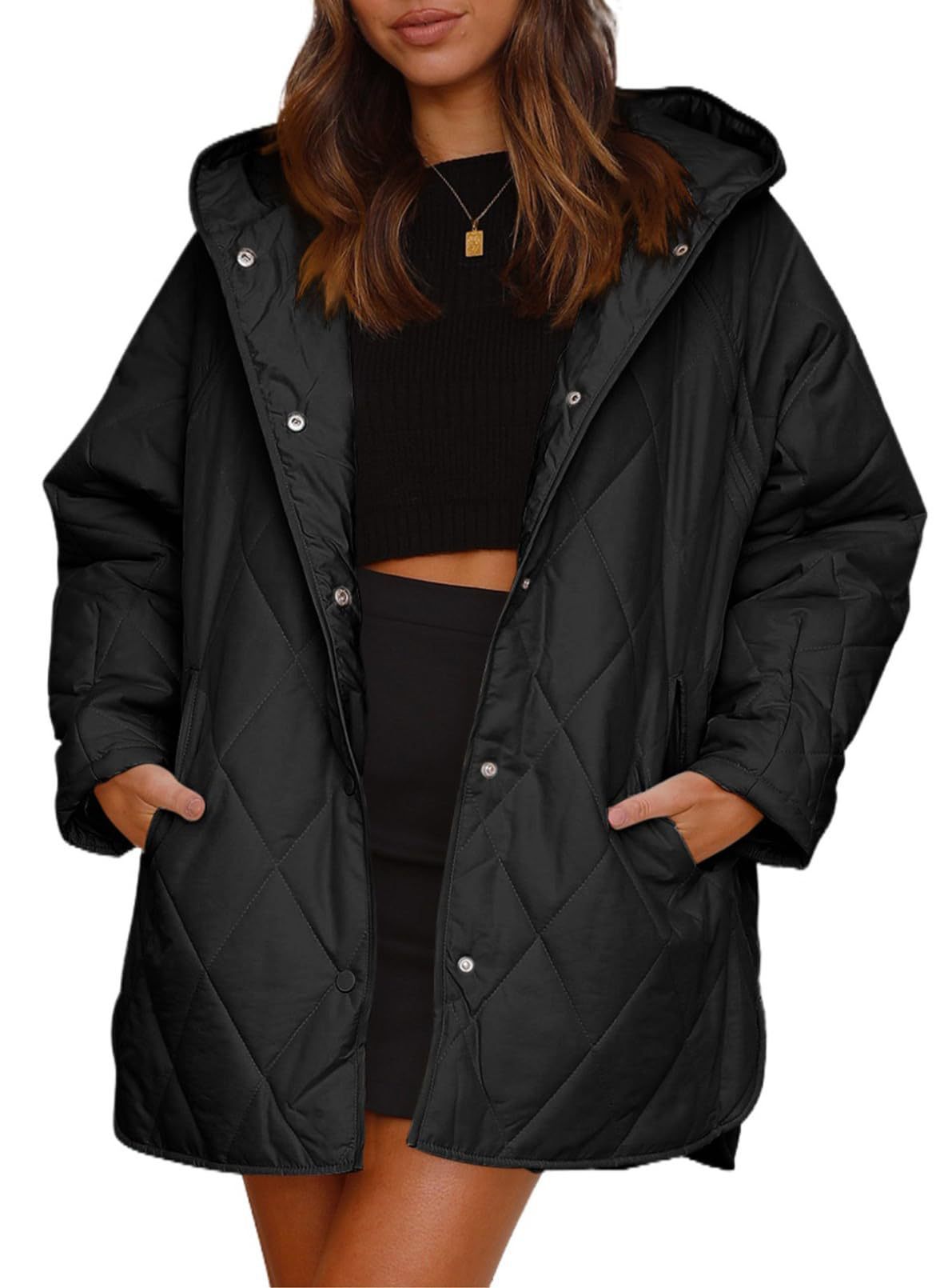 Women'S Diamond Quilted Hooded Jacket