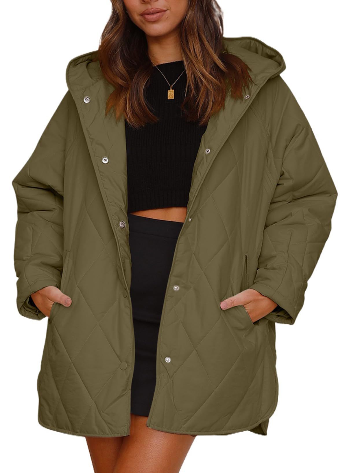 Women'S Diamond Quilted Hooded Jacket