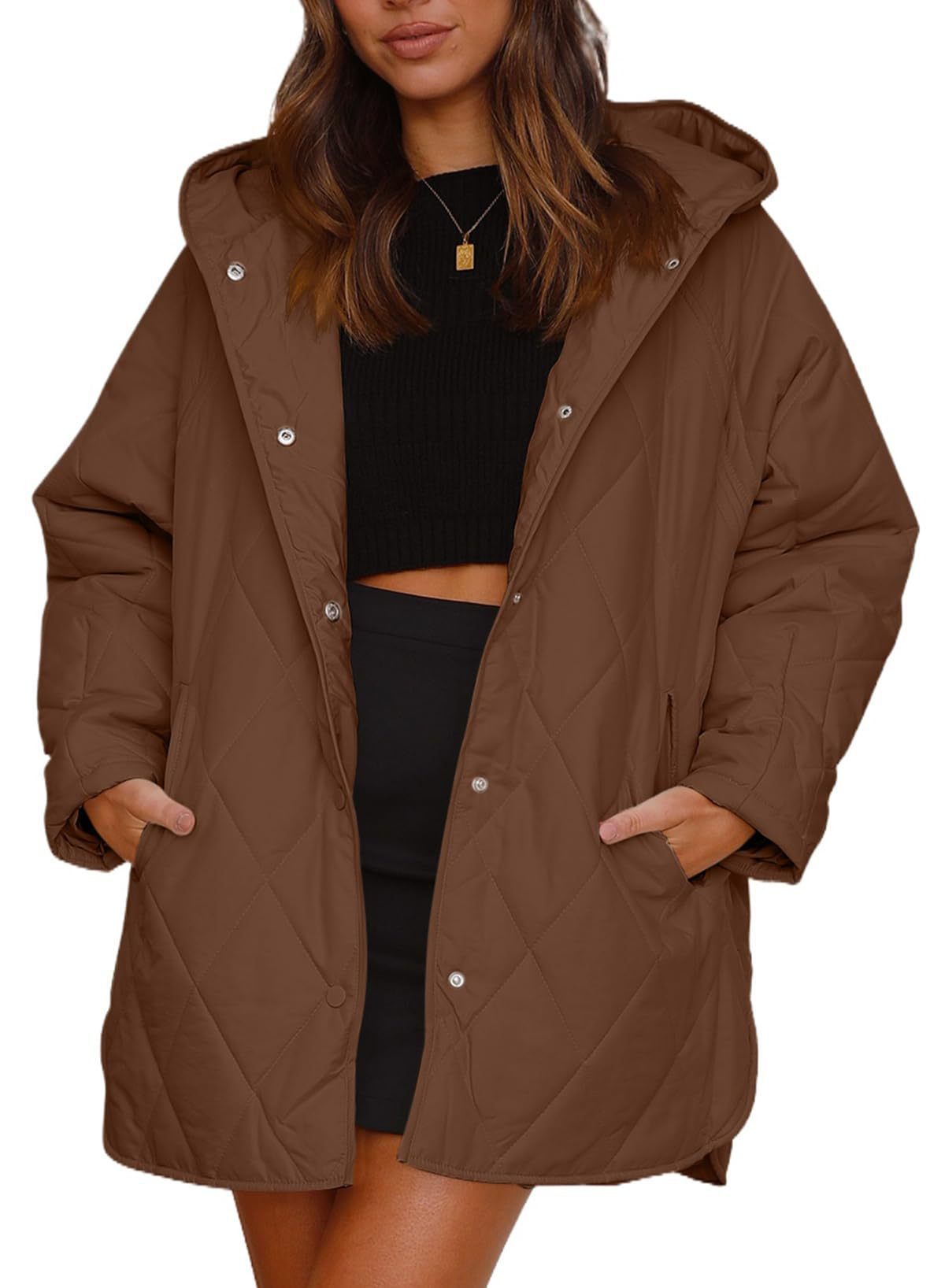 Women'S Diamond Quilted Hooded Jacket