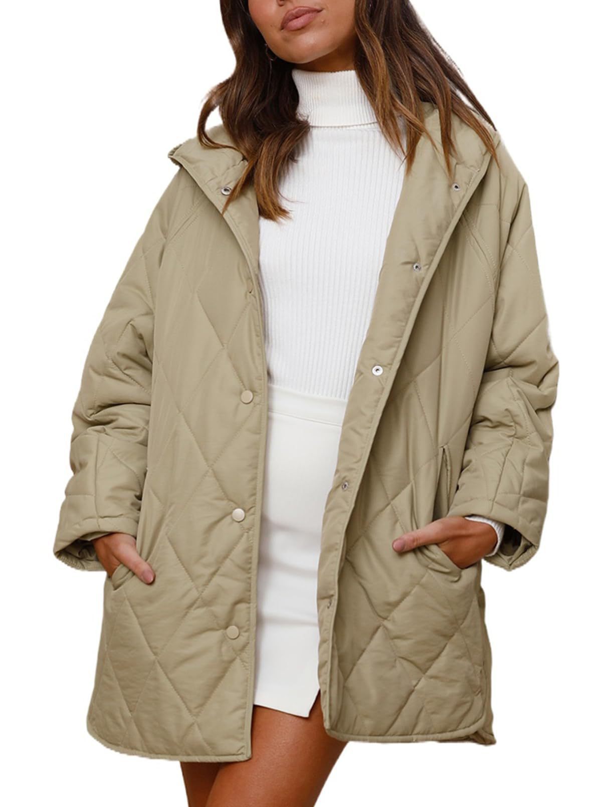 Women'S Diamond Quilted Hooded Jacket