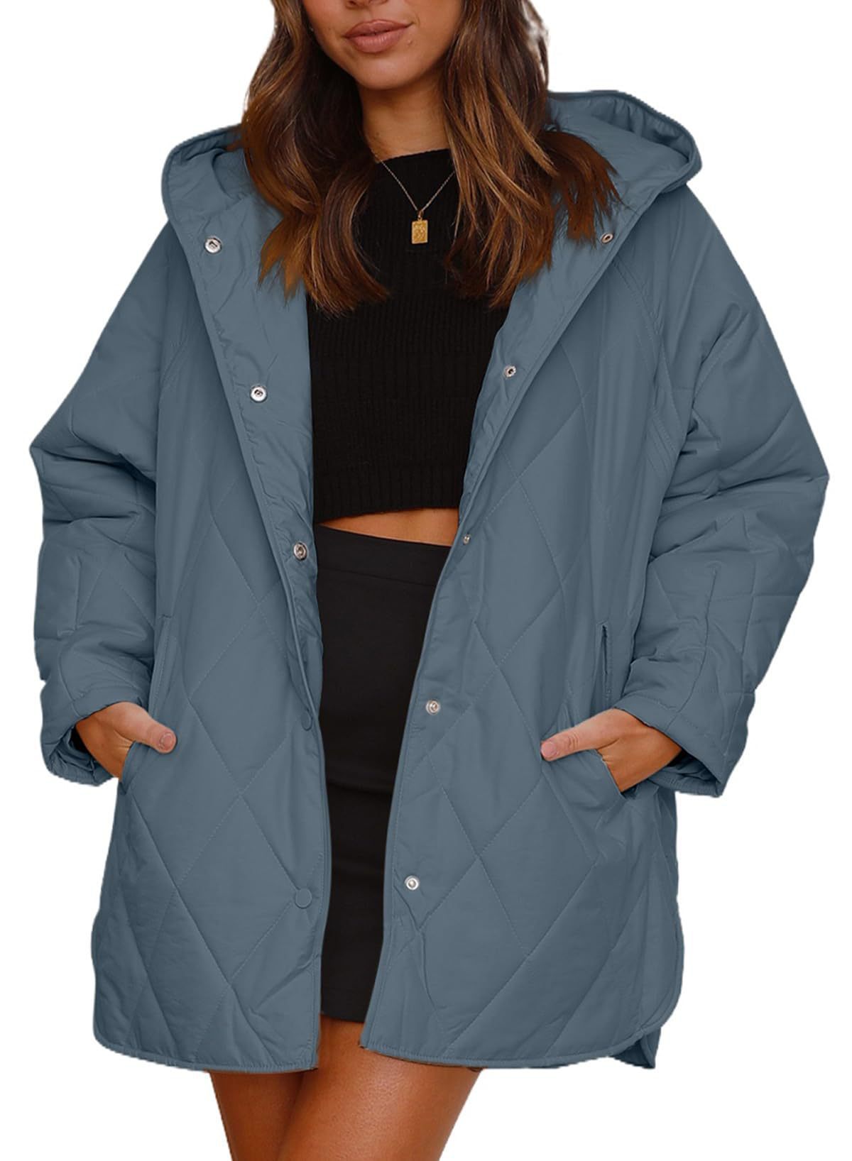 Women'S Diamond Quilted Hooded Jacket