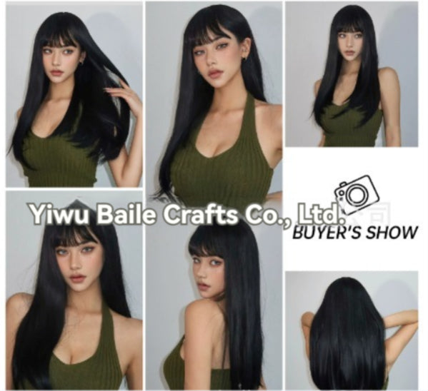 Wig Straight Long Hair With Neat Bangs