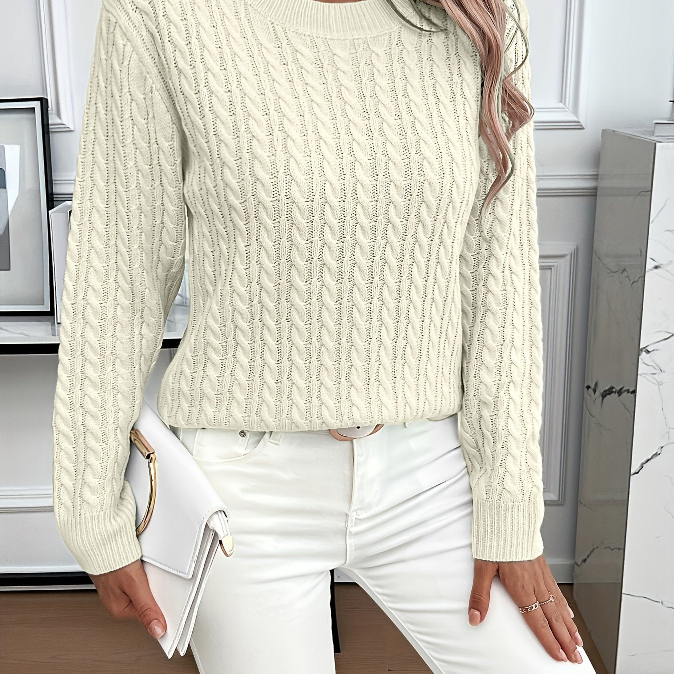 Round Neck Twist Sweater