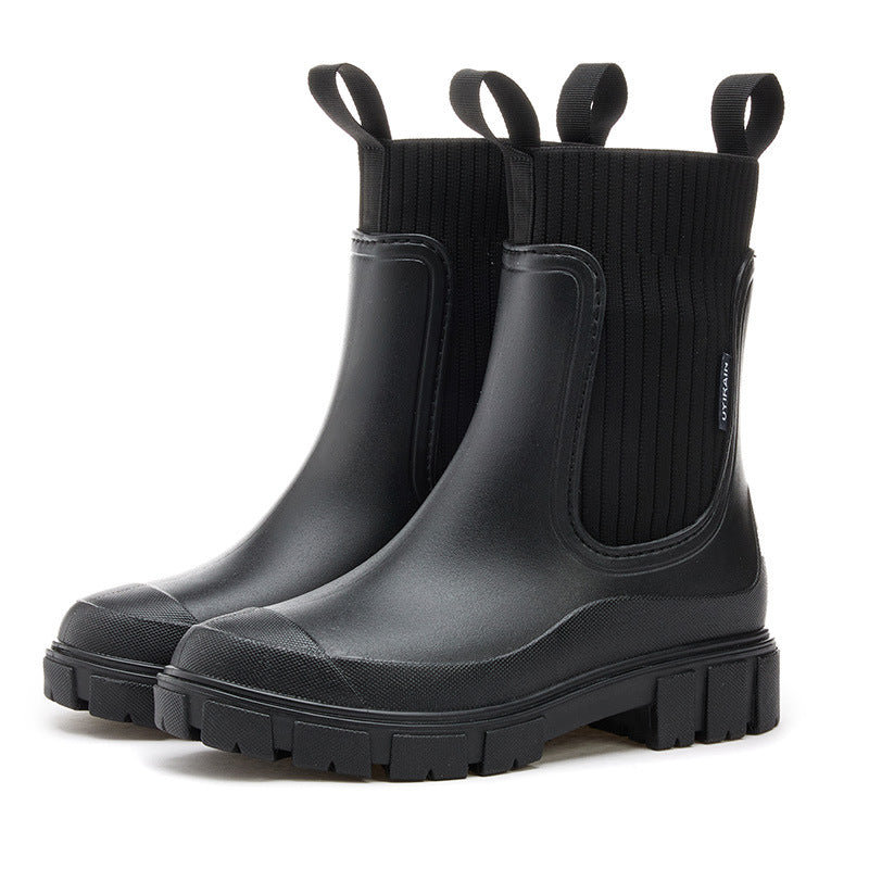 Mid-Barrel Rain Boots With Elastic Band