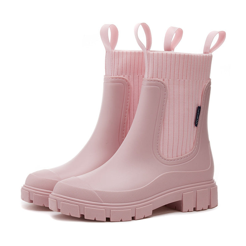 Mid-Barrel Rain Boots With Elastic Band