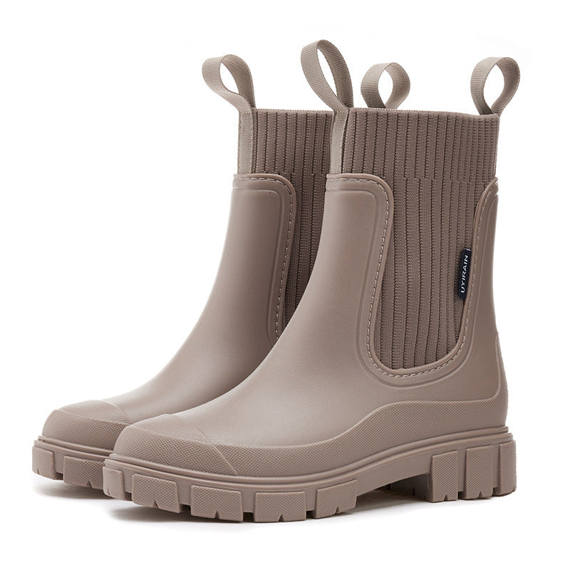 Mid-Barrel Rain Boots With Elastic Band