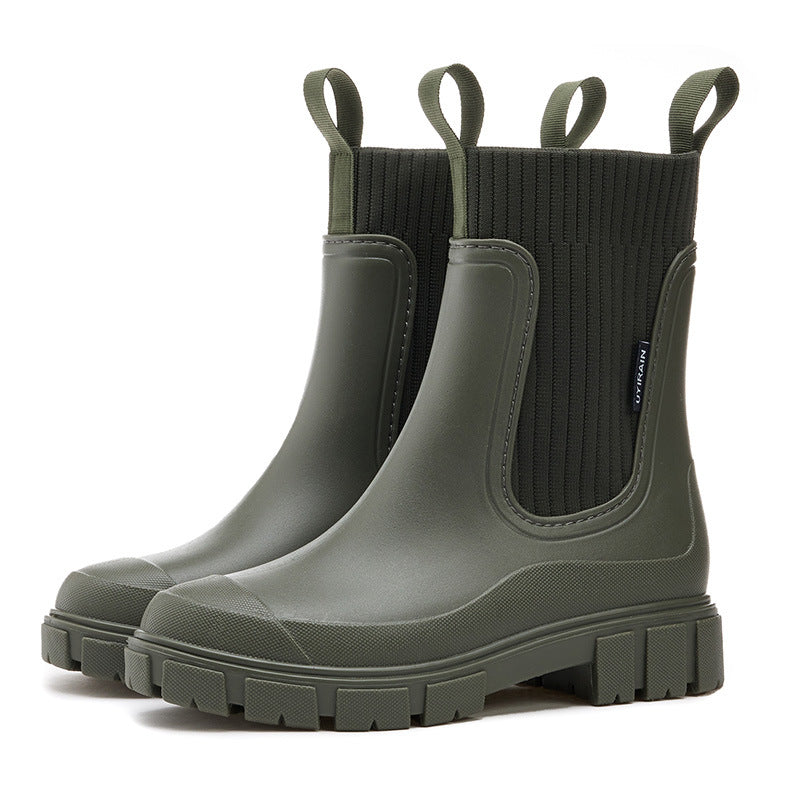 Mid-Barrel Rain Boots With Elastic Band