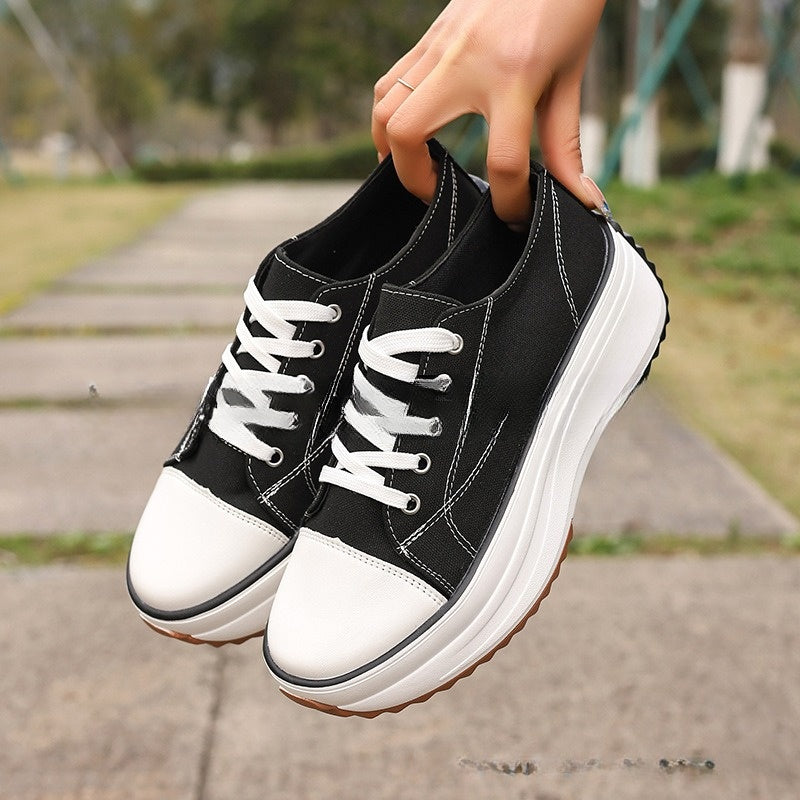 Low-Top Platform Canvas Shoes