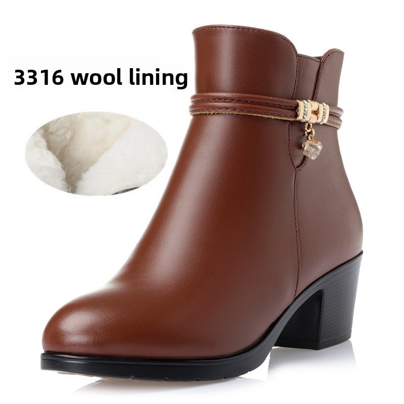Women'S Boots Thick Heel Cotton Shoes