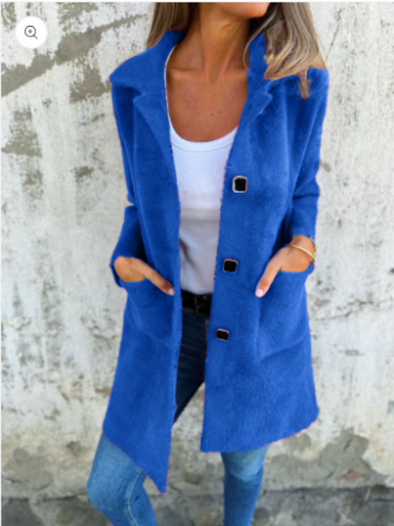 Women's Solid Color Lapel Mid-length Coat