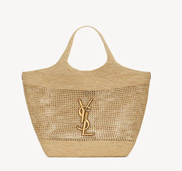 Cutout Straw Tote Bag