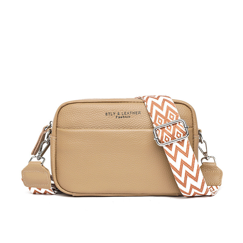 Wide Shoulder Strap Small Square Bag