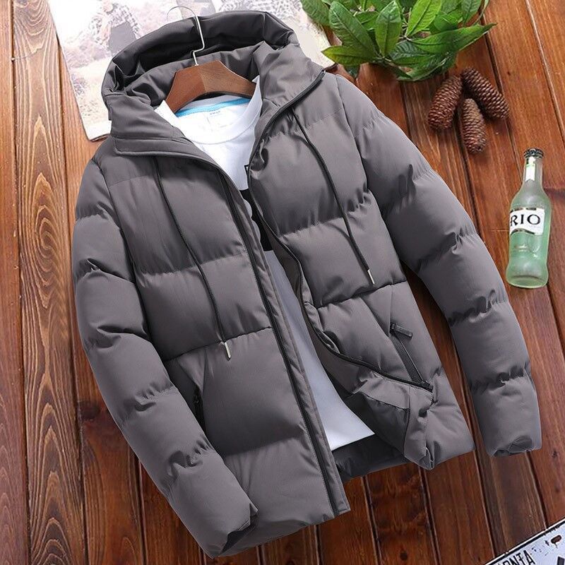 Solid Color Hooded Casual Cotton-Padded Jacket