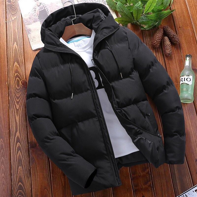 Solid Color Hooded Casual Cotton-Padded Jacket