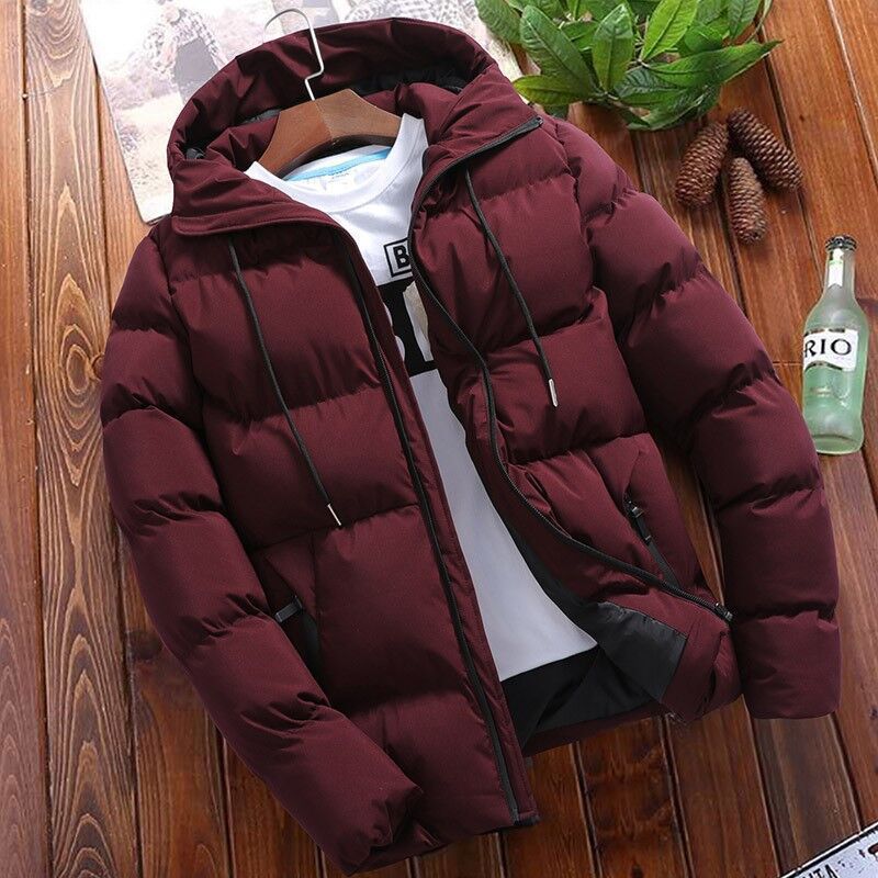 Solid Color Hooded Casual Cotton-Padded Jacket