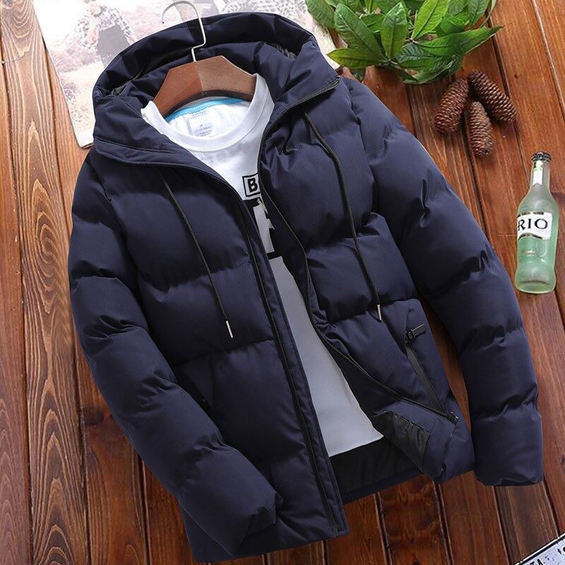 Solid Color Hooded Casual Cotton-Padded Jacket