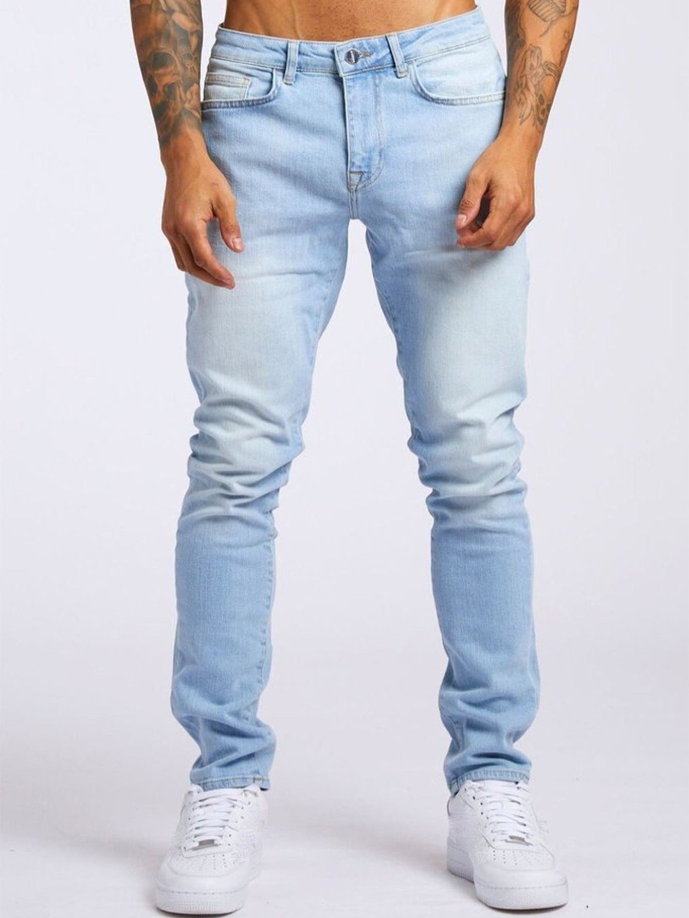High-Waisted Denim Pants