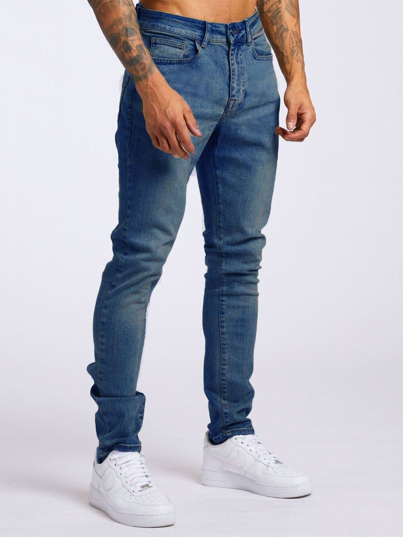 High-Waisted Denim Pants