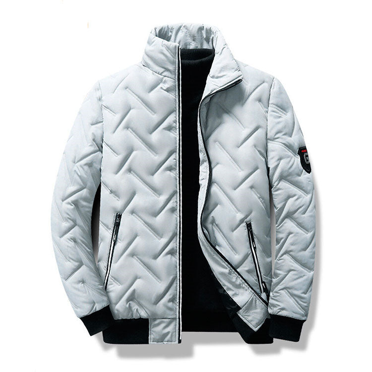 Light cotton-padded jacket with stand collar