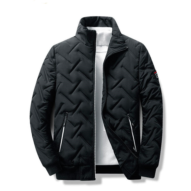 Light cotton-padded jacket with stand collar