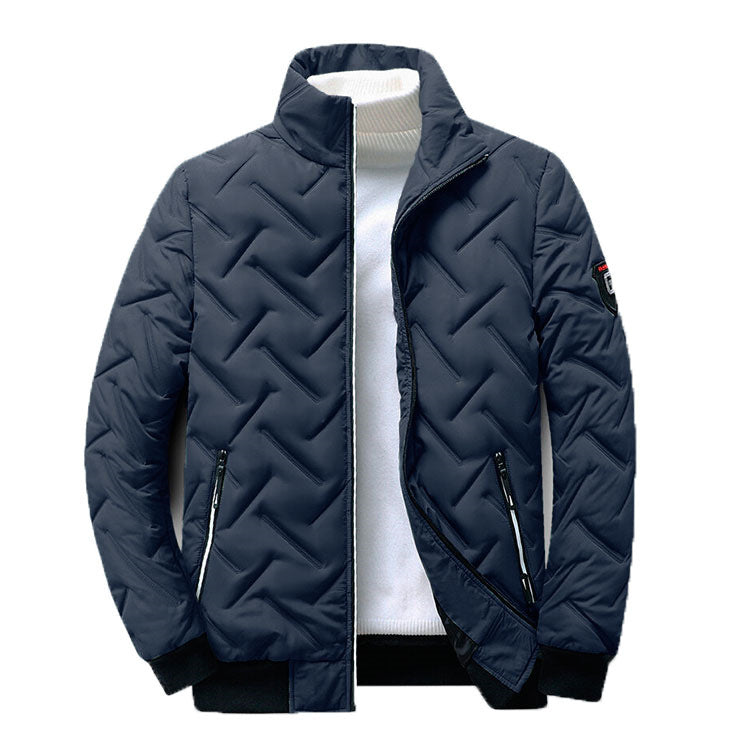 Light cotton-padded jacket with stand collar