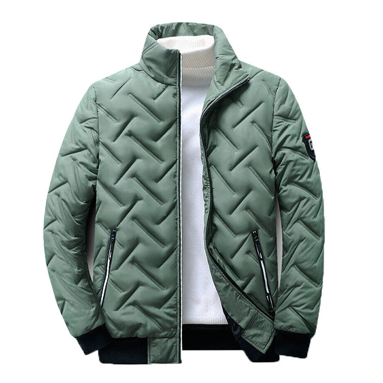 Light cotton-padded jacket with stand collar